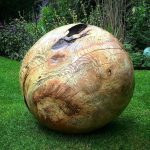 English Ash sphere sculpture I made for a exhibition. #blaiseintrees #Stihl #woodart #woodcraft #sculpture #lawn #ball