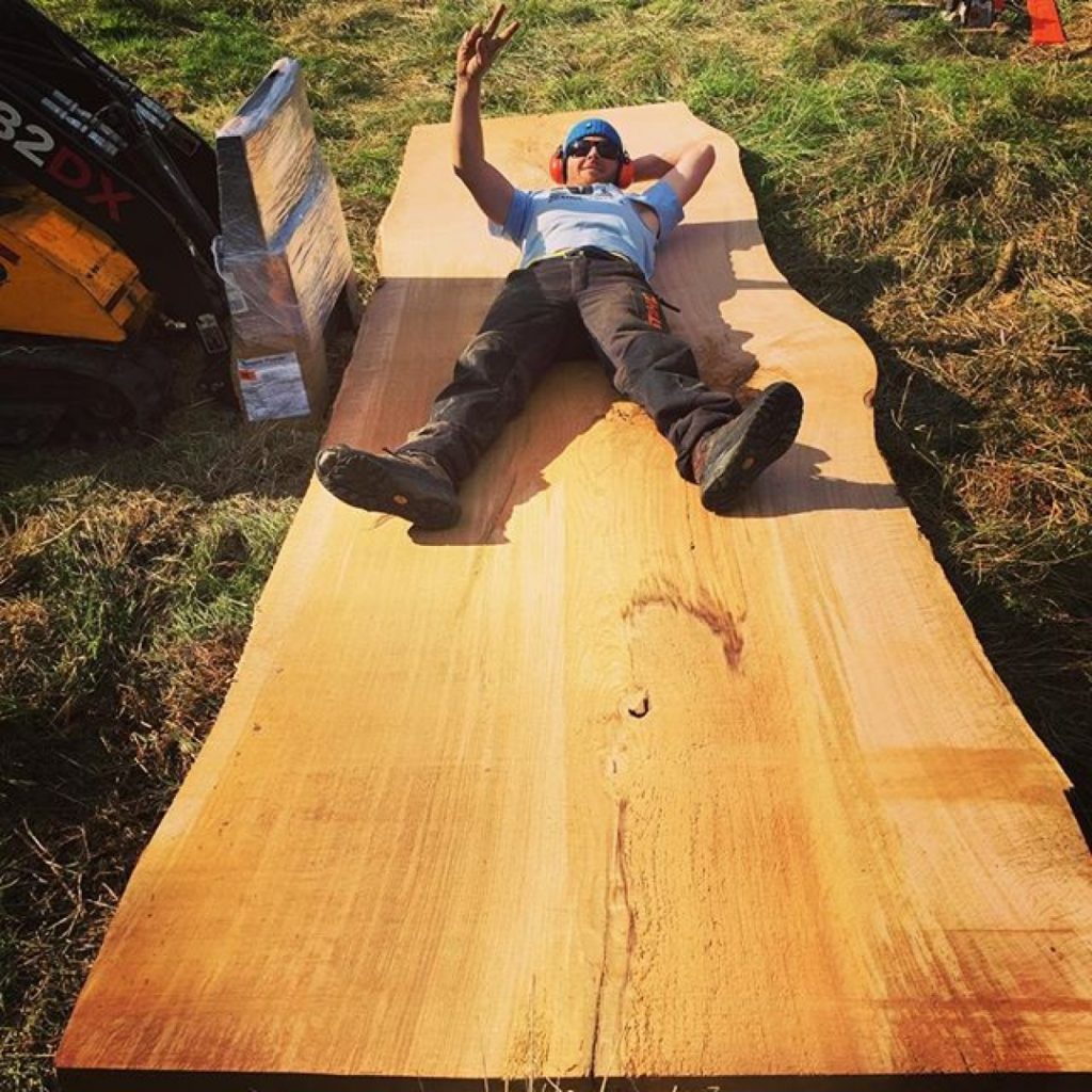 Oak slabs ready to go for your next project. #granberginternational #sawmill #chainsawmill #interiordesign #designer #stihl #arborist #woodpreneur